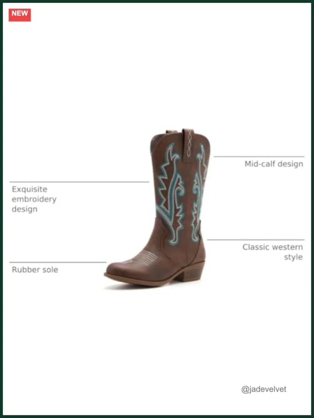 Girls Western Boots Embroidered Cowgirl Mid Calf Riding Boots